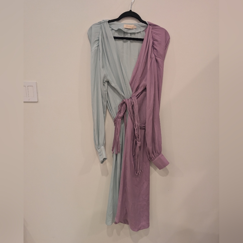 Elegant Two-Tone Wrap Dress